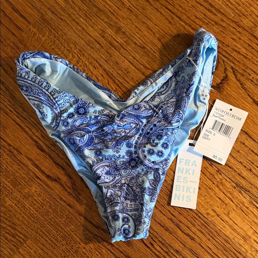 Frankie's Bikinis Sky Blue Paisley Bikini Bottom